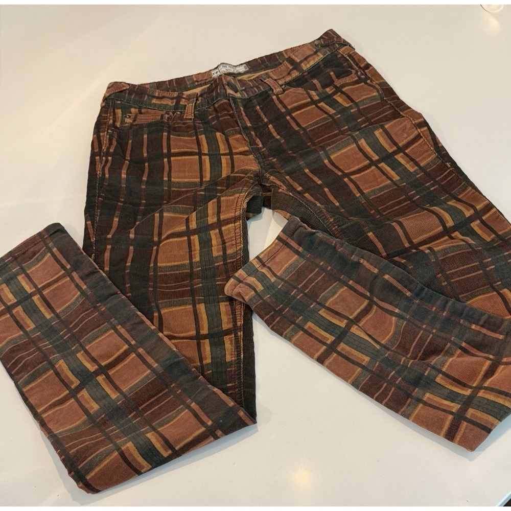 Free People Plaid Pants in Brown and Black